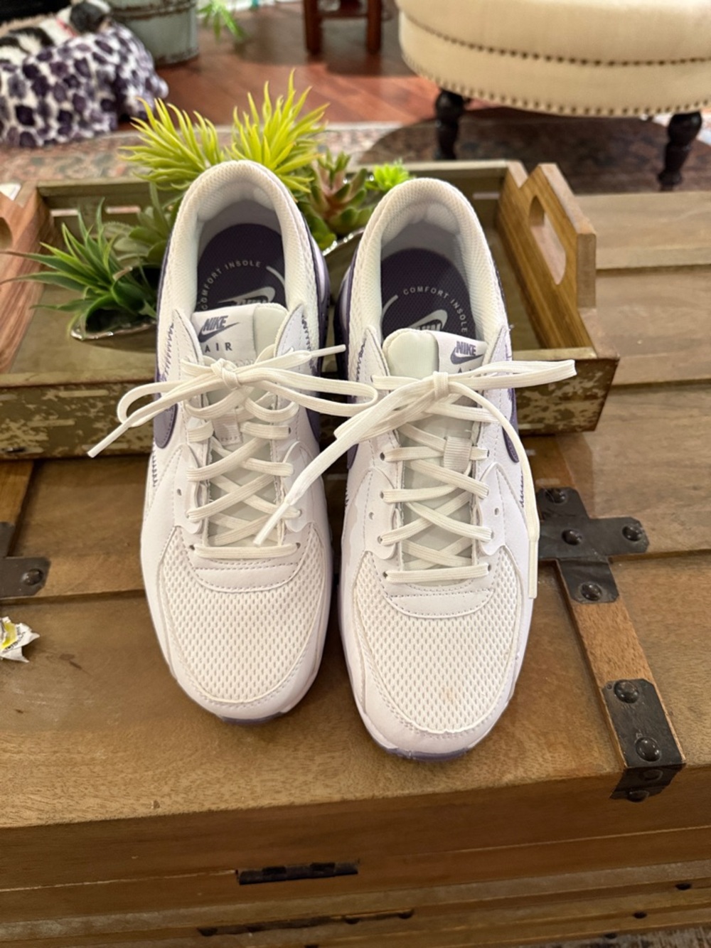 Nike Women's White and Lavender Air Max Sneakers - Picture 2 of 3